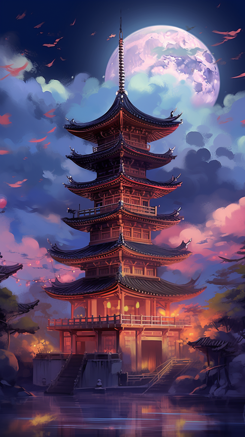 Chureito Pagoda Sunset Mural Wallpaper - Murals Your Way