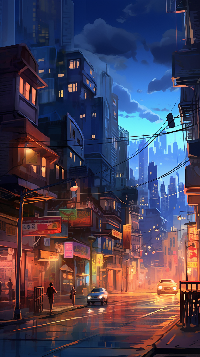 anime city backgrounds night