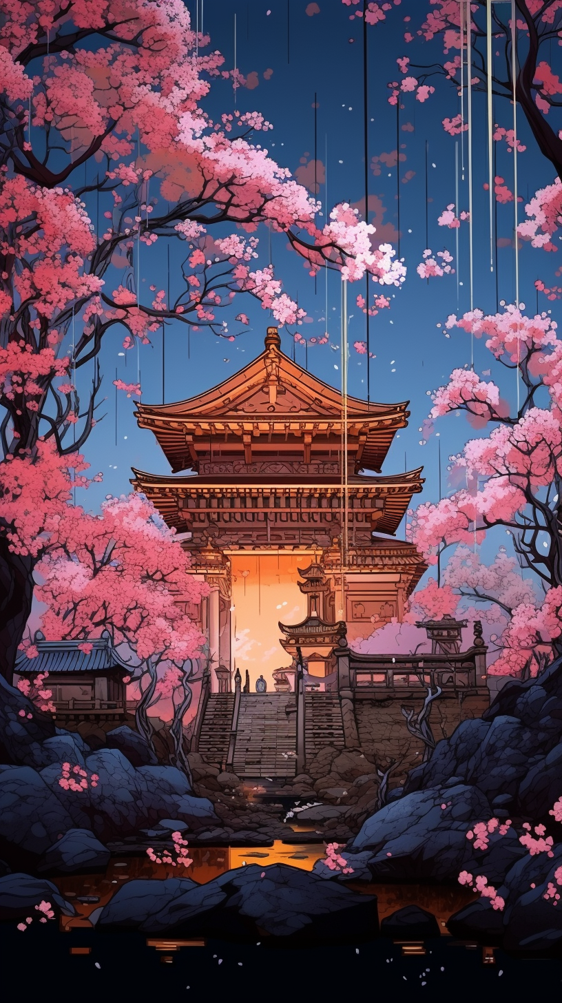 japanese art wallpaper cherry blossom